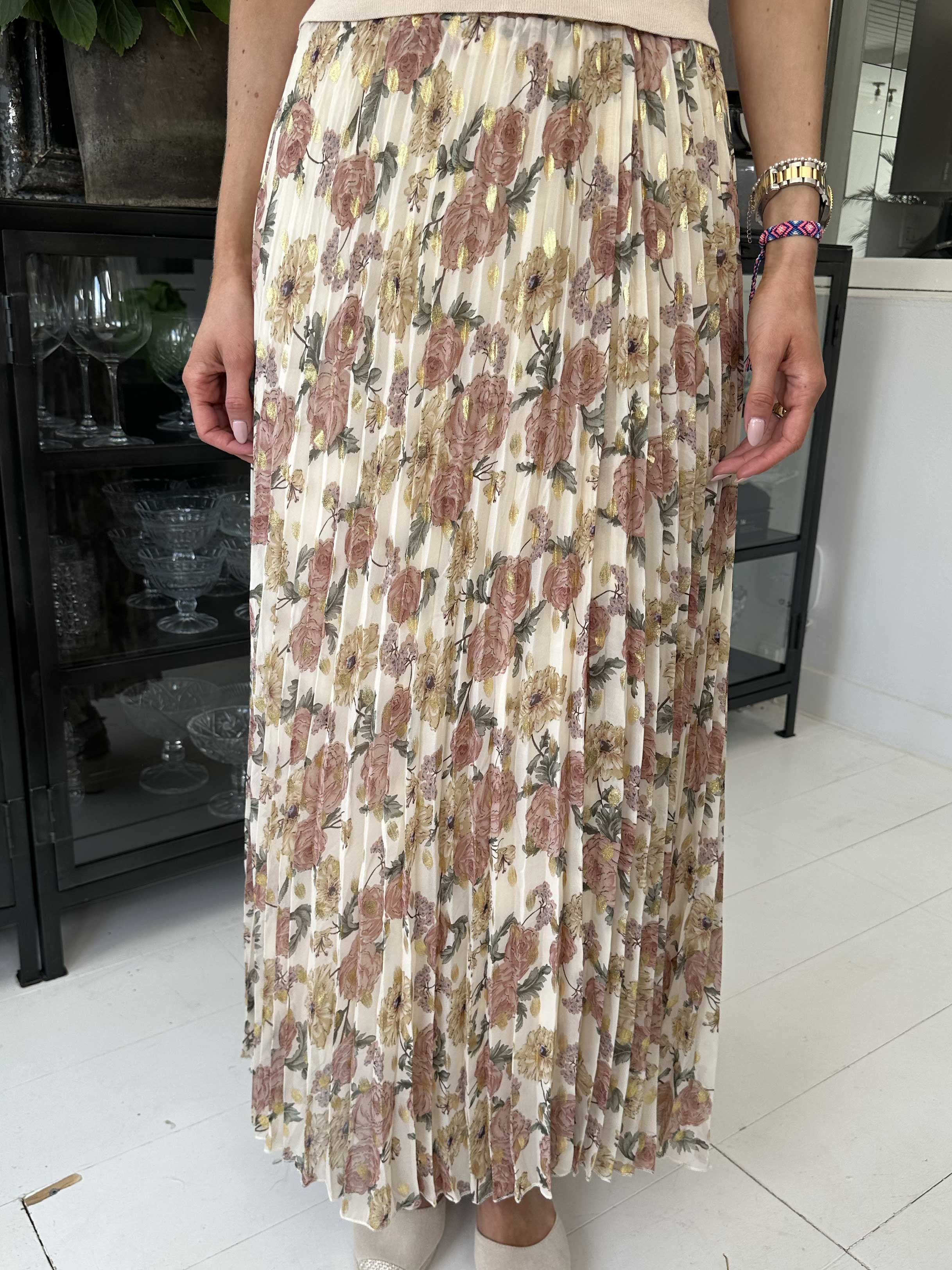 Josefine - Söt plisserad kjol med blommigt mönster